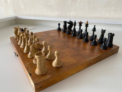 Rare Vintage 1957 USSR Khalturin Chess Set   Authentic Soviet Era Wooden Set