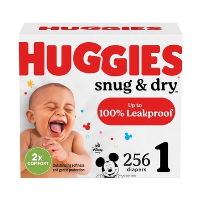 Huggies Size 1 Diapers, Snug & Dry Newborn Diapers, Size 1 (8-14 lbs), 256 Co...