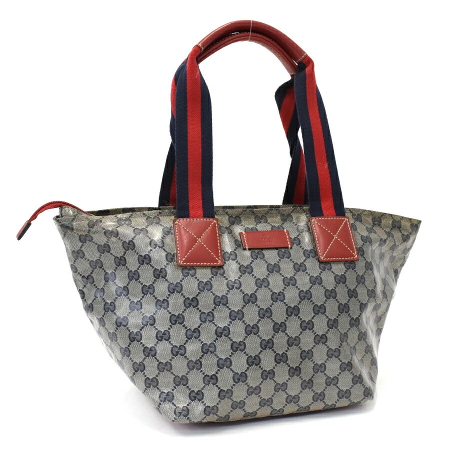 Sac fourre tout Gucci GG en toile enduite de cristal beige marine 8,9