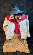 Vintage Roy Rogers Trigger Kids Cowboy Outfit Shirt Chaps Hat Western Set