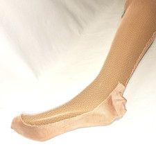 1940s Blush Colored Fishnet Thigh-high Stockings Nylons Lace Hosiery Seams