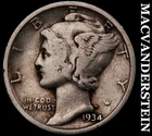 1934 Silver Mercury Dime - Scarce  Better Date  No Reserve  #G9166