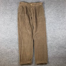 VTG Bills Khakis Pants Mens 34x32 Brown Corduroy Pleated Cuffed M1 Made in USA