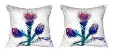 Pair of Betsy Drake Thistle No Cord Pillows