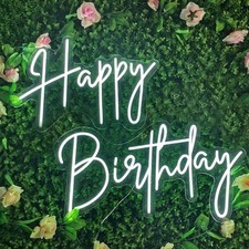 Large Happy Birthday Neon Signs LED Birthday Light Sign for Backdrop Birthday...
