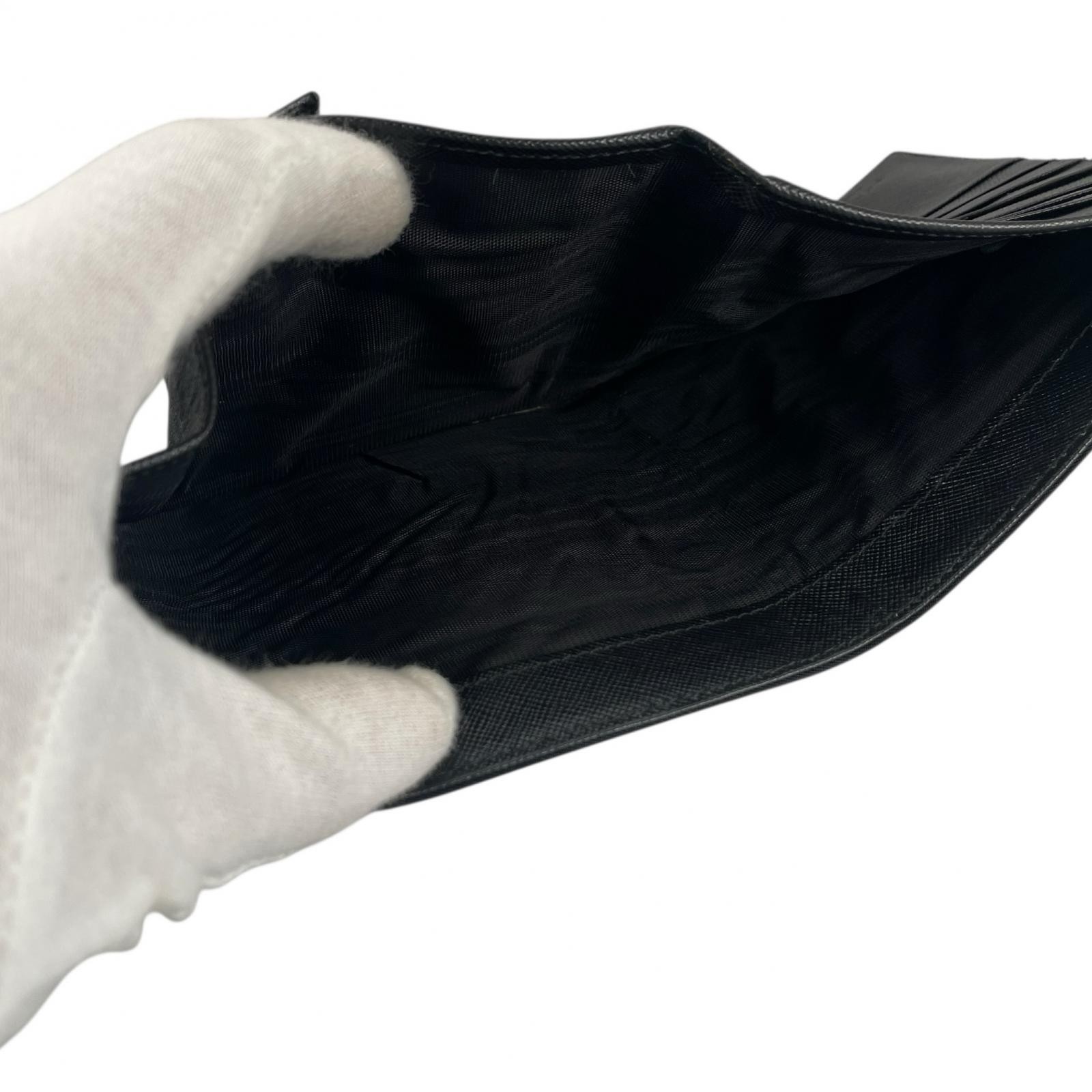 PRADA Triangle logo Nero Tri-fold wallet black Women【used】 thumbnail 6