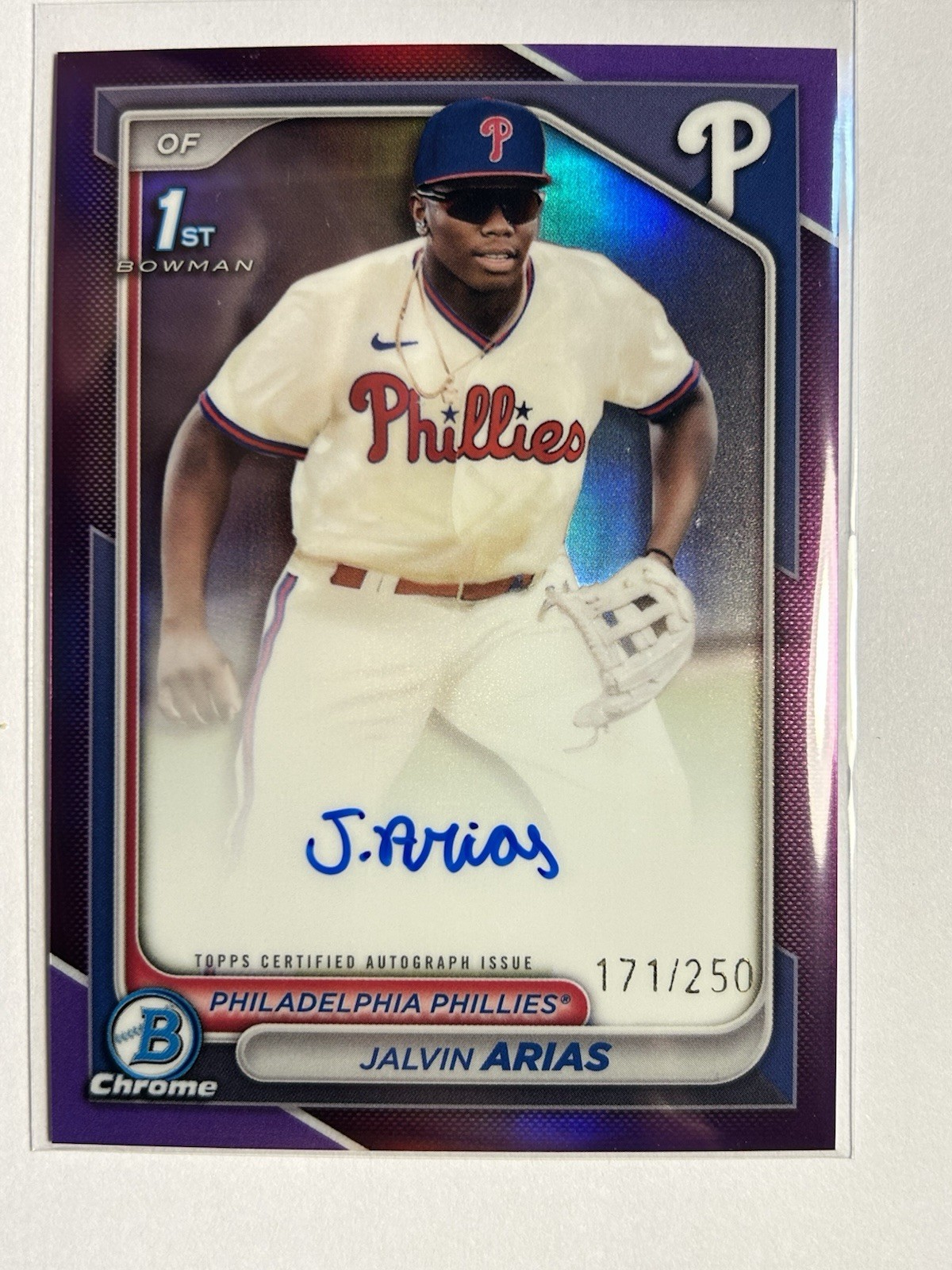 2024 Bowman Chrome - #CPA-JA Jalvin Arias Purple Refractor Auto /250