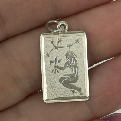 Vintage Sterling Silver Virgo Zodiac Sign Charm Pendant Astrology