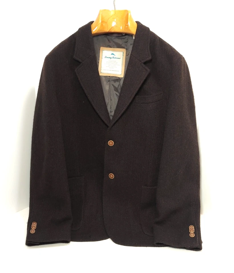 Jaqueta de jantar Tommy Bahama Island masculina lã macia blazer grande marrom malha de viagem - Imagem 4 de 4