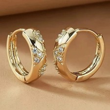 2Ct Round Cut Lab Created Diamond Huggie Hoop Earrings 14k Yellow Gold Plated