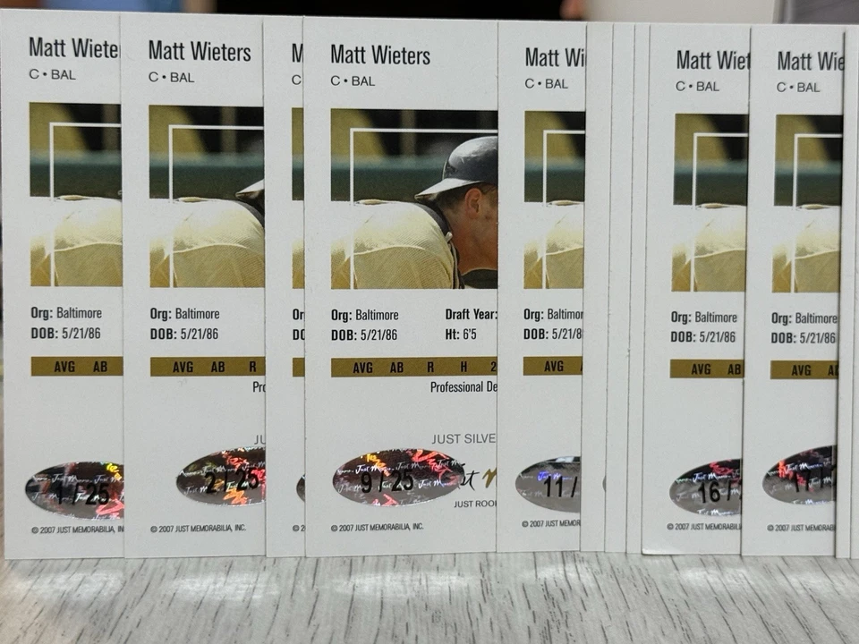 Lote de 17 - 2007 Just Minors Matt Wieters Rookies Edición Plata/25 #JR-62 Foto 3 de 3