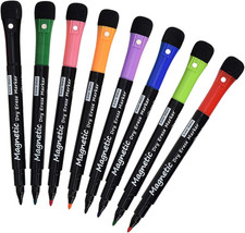 Magnetic Dry Erase Markers 8 Pack, Fine Tip, Low Odor, Whiteboard kids teachers