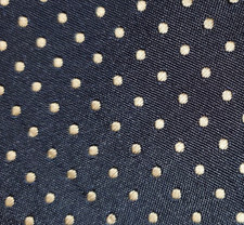 HERMES VINTAGE  MENS SILK DRESS TIE  DARK BLUE w/ WHITE POLKA DOT  56"