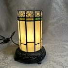 Vintage Tiffany-Style Stained Glass Table  Lamp 7 1/2” Works