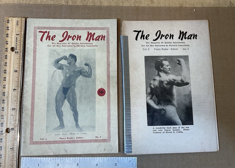 Vintage The Iron Man Magazine Bodybuilding Physical Physique Vol.3 No.5 and 6