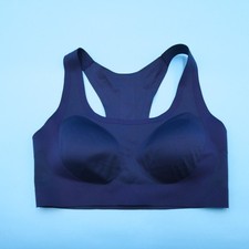 Victorias Secret Sports Bra Medium Blue Padded Lined Pullover Racerback Gym New