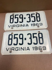 1969 Virginia License Plates 859-358 Chevy Ford Dodge