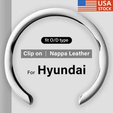 For Hyundai Nappa Leather Steering Wheel Cover Good Grip Car Accessories White
