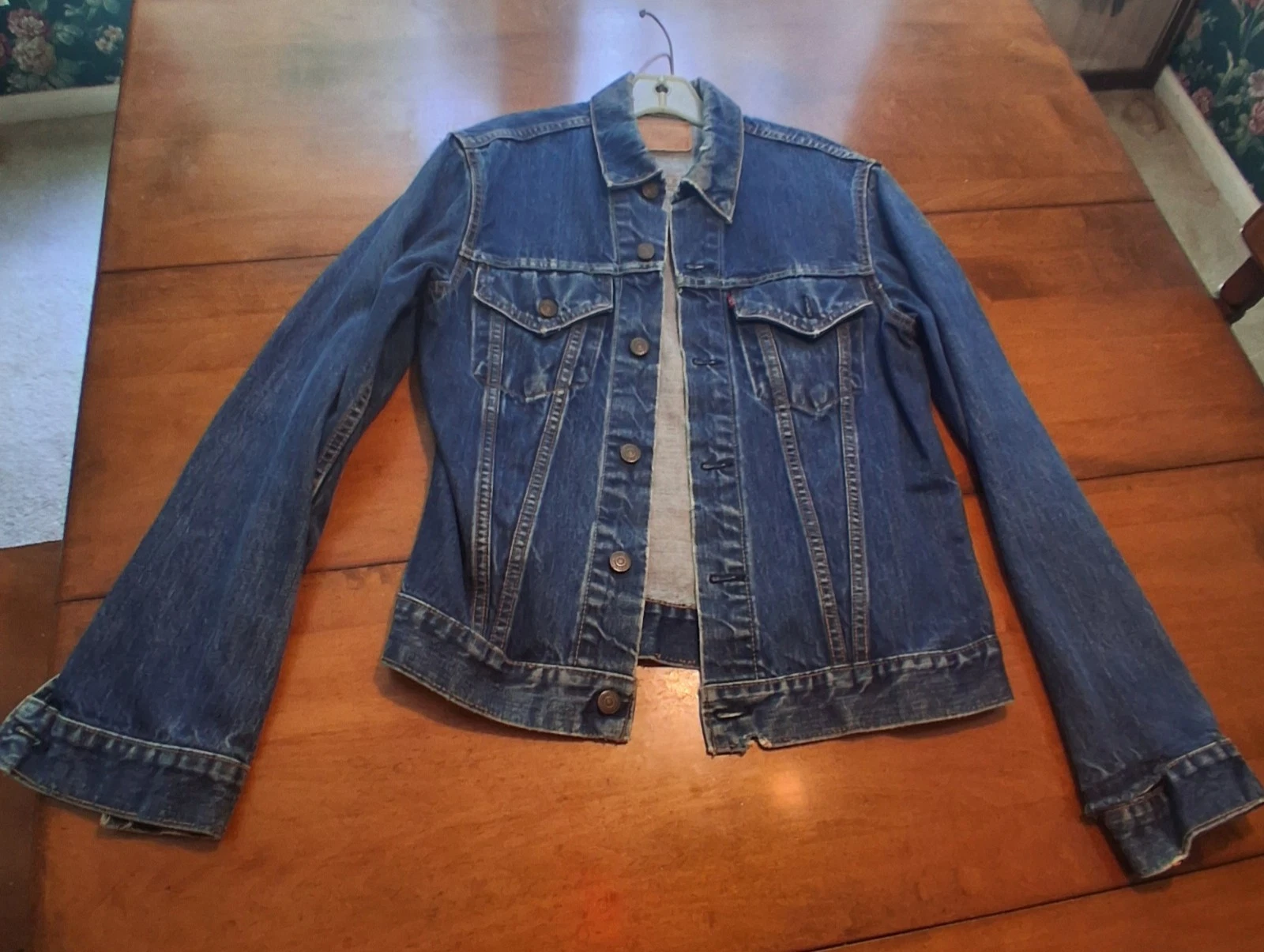 Vintage 60s Levis Big E Type 3 Denim Trucker Jacket Dark Indigo 36 18x24 70505 image 1