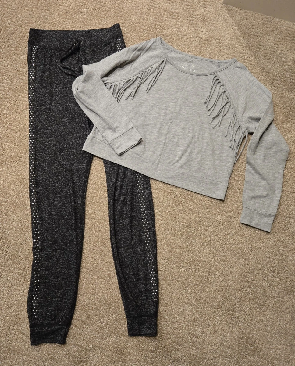 Ensemble Vêtements Justice - Jegging Imprimé + Pull En Peluche Fuzzy - Taille 14 - Rose - Occasion Très Bon État