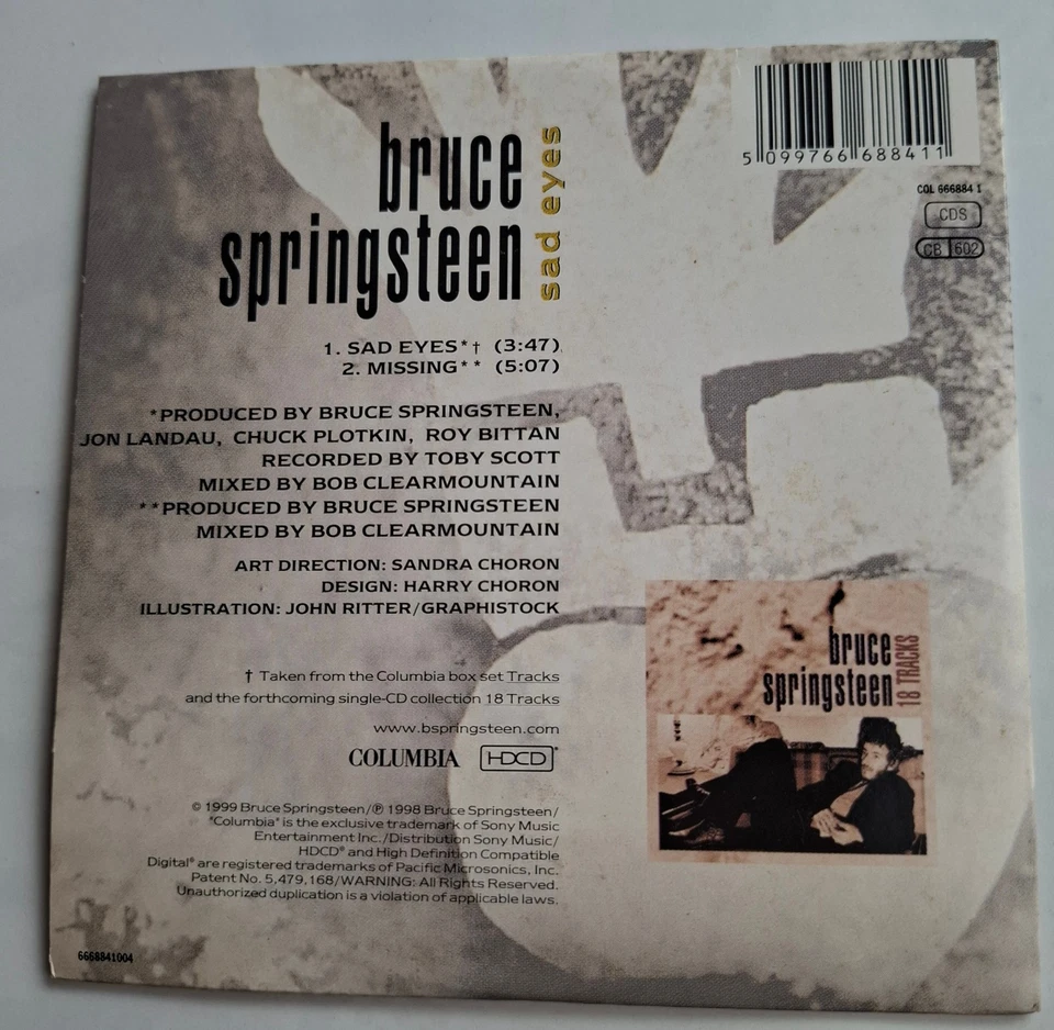 Bruce Springsteen – Sad Eyes CD Single (1999) Cardsleeve 2 Tracks Maxi CD - Bild 2 von 4
