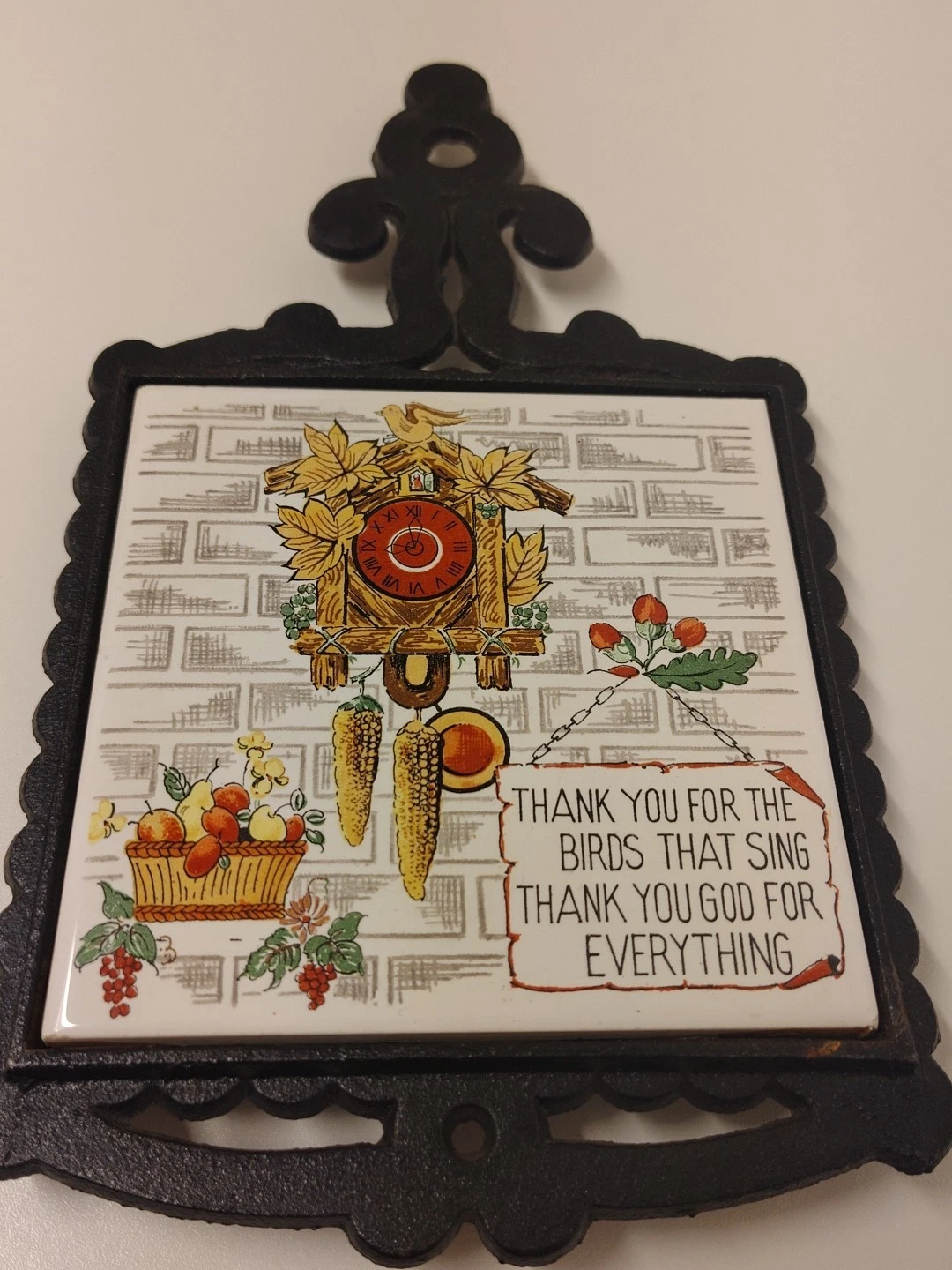 Vintage 1970s Trivet "Thank You For The Birds That Sing Thank You God For... image 2