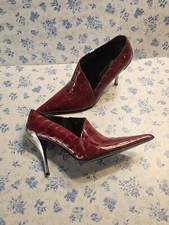 Donald Pliner Chad Red Croc Embossed Leather Point Toe Stiletto Heel Booties 7 N