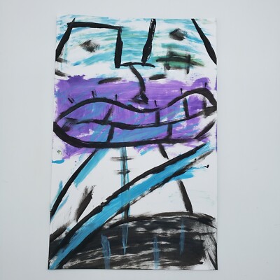 Cat in a car Original Acrylic Painting On Paper By NYC Graffiti Artist PUKE 
