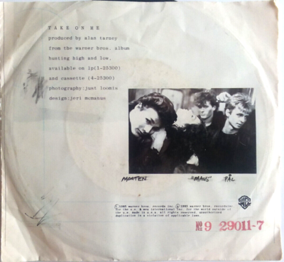 A-Ha - Take On Me/ Love Is Reason - 7” 45 RPM Vinyl Record Warner