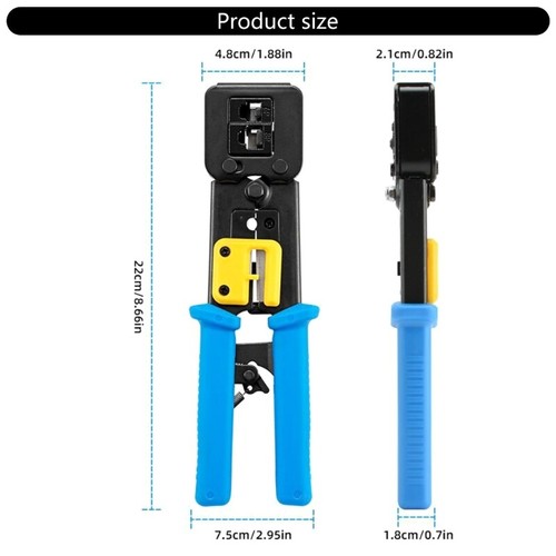 RJ45 Crimping Tool Ethernet Crimping Tool RJ45 Crimper Wire Stripper RJ45 Crimp - Photo 8/8