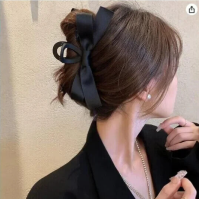 2 PACK Black Bow Claw Clip For Women, Hair Bow Claw Clip For 