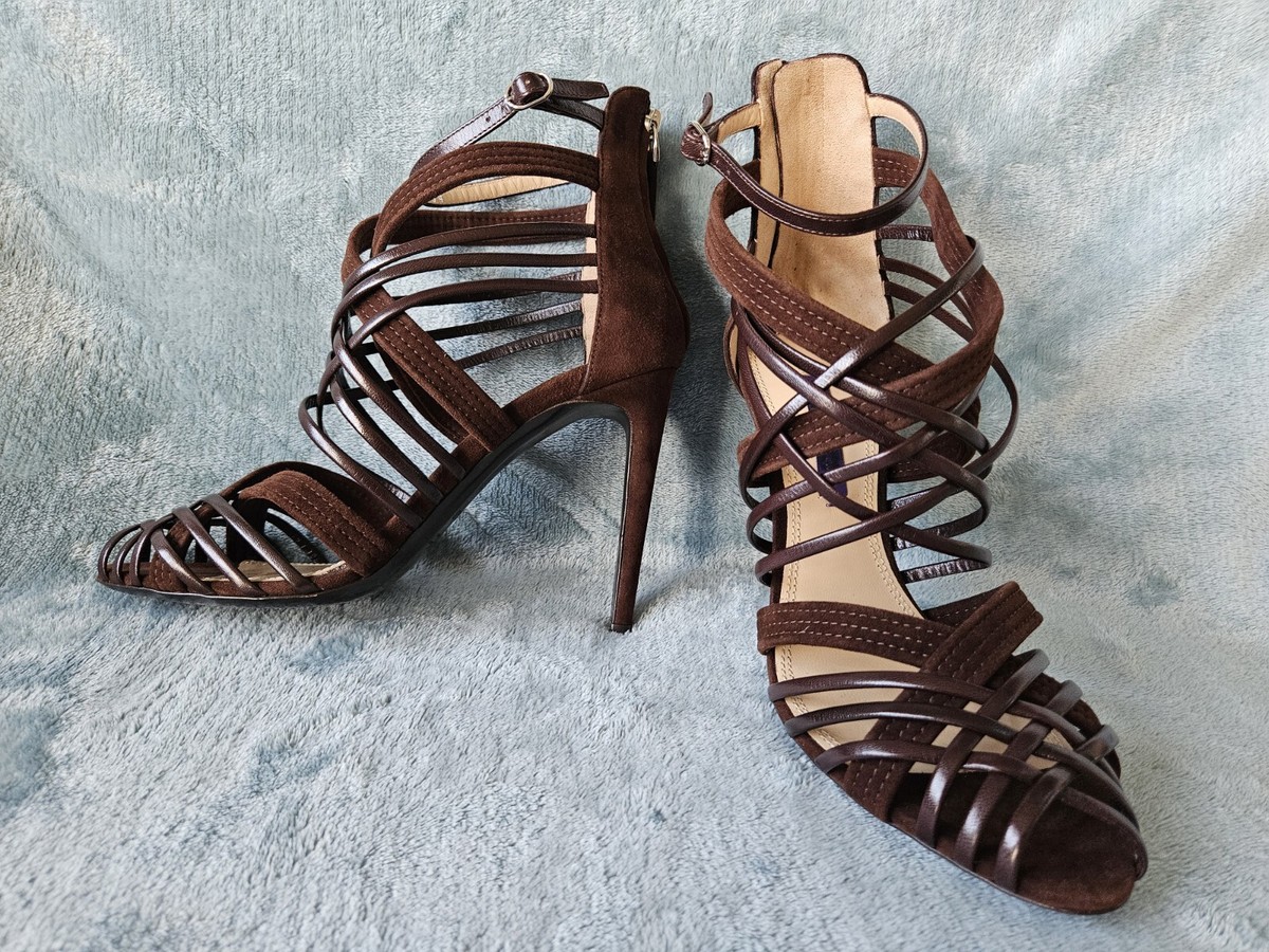 Ralph Lauren Purple Label Italy Brown Suede BLIARA Strappy  display picture 1