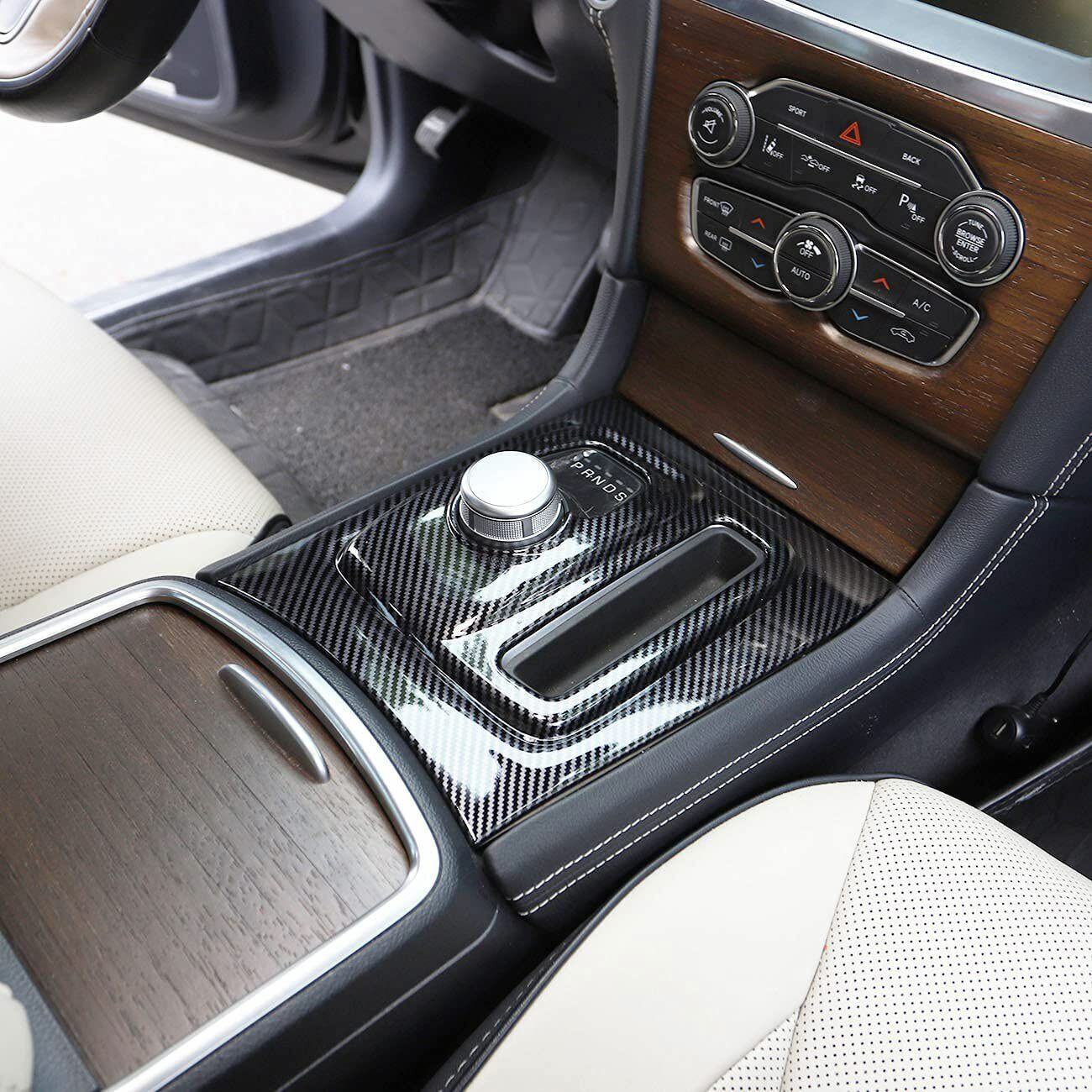 Center Gear Shift Panel Cover Trim For Chrysler 300 /300C 2015-2021 Carbon  Fiber