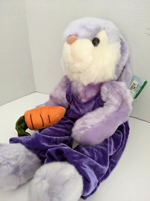 Goffa  24'' Purple Easter Bunny Rabbit w Soft Dark Purple Overalls & Carrot.