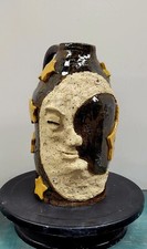 Southern Folk Art Man In The  Moon And Stars Jug