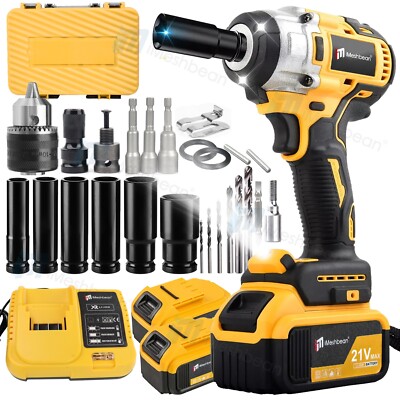 800N.m Cordless 1/2'' High Torque Impact Wrench Hog Ring Anvil fit Dewalt Battery