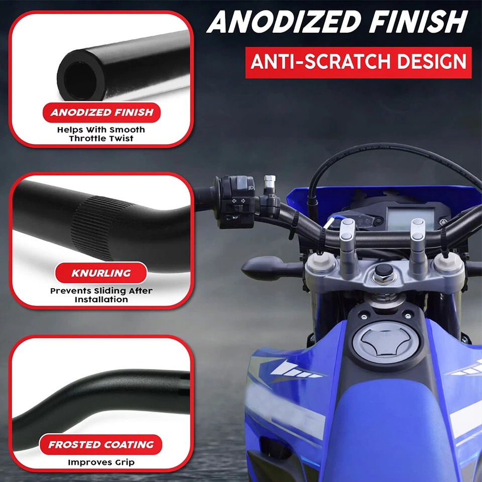 Motorcycle Handlebars 7/8" 22MM Black Drag Bars Style For Suzuki TU250 TU250X - Image 3 of 4