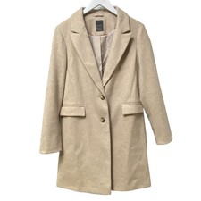 Primark Womens Coat Size 8 Small Beige Oatmeal Wool Blend