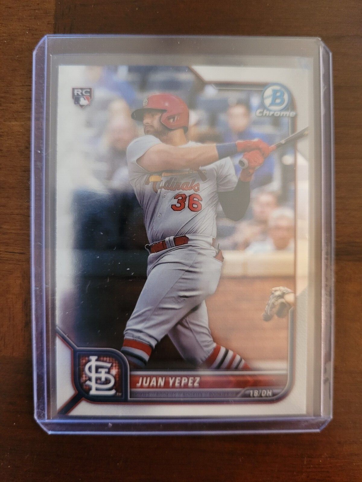 Juan Yepez 2022 Bowman Chrome RC #26 St. Louis Cardinals.