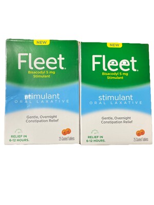 Lot 2 25 Ea Oral Laxative Stimulant, Overnight Constipation Relief  Tablets