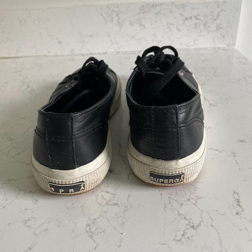 Superga 2750 Women's Black Bristol Low Top Leather Sneakers Size 8 S00C780 Fall - Picture 9 of 14
