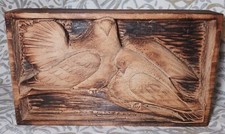 Hand Carved Two Birds Wood Sculpture 10.5 X 6 X 2 Rustic Decor Doves