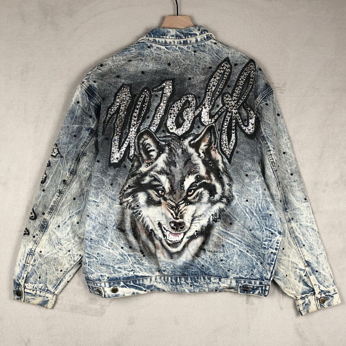 Rare* TONY ALAMO 1988 Vintage Airbrush WOLF Denim Rare* TONY ALAMO 1988 Vintage Airbrush WOLF Denim