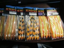 30Pc NEW Supertackle 4¾" Salmon Hoochies - Orange 'n Yellow Patterns