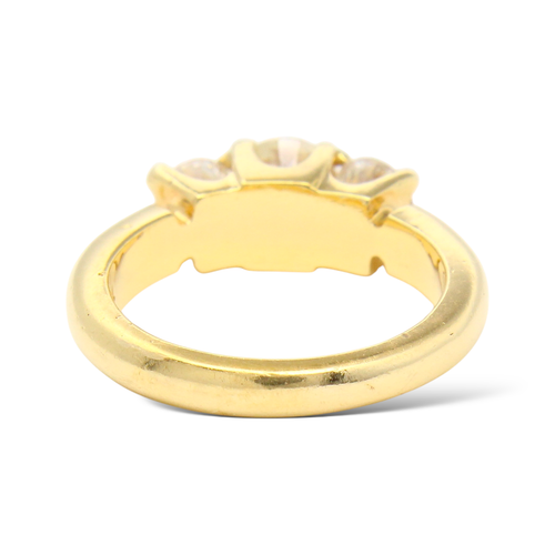 Natural Diamond Three Stone Ring 1.50 CT Round Cut 18K Yellow Gold Ring - Picture 5 of 7