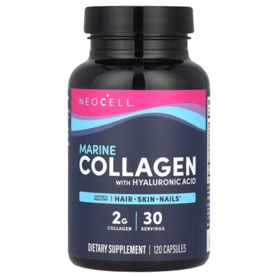 NeoCell Marine Collagen Type 1 & 3 Hyaluronic Acid 120 Capsules Youthful Skin