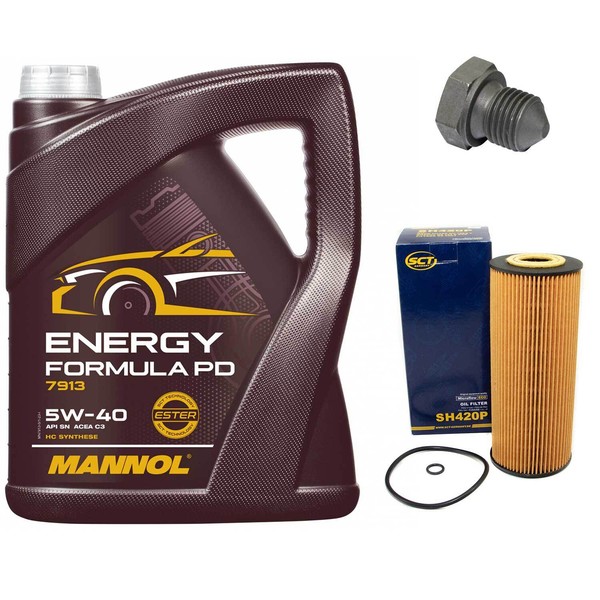 MotoröL Set 5W-40 5 Liter + ÖLfilter + Schraube FüR Ford Seat VW Caddy II 1.9-image