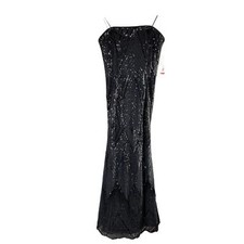 Teri Jon by Rickie Freeman Strapless Geometric Sequined Gown Black US 12 Formal