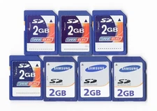 Lot Of 7x Samsung / Dane-Elec 2GB SD Genuine Camera Memory Cards