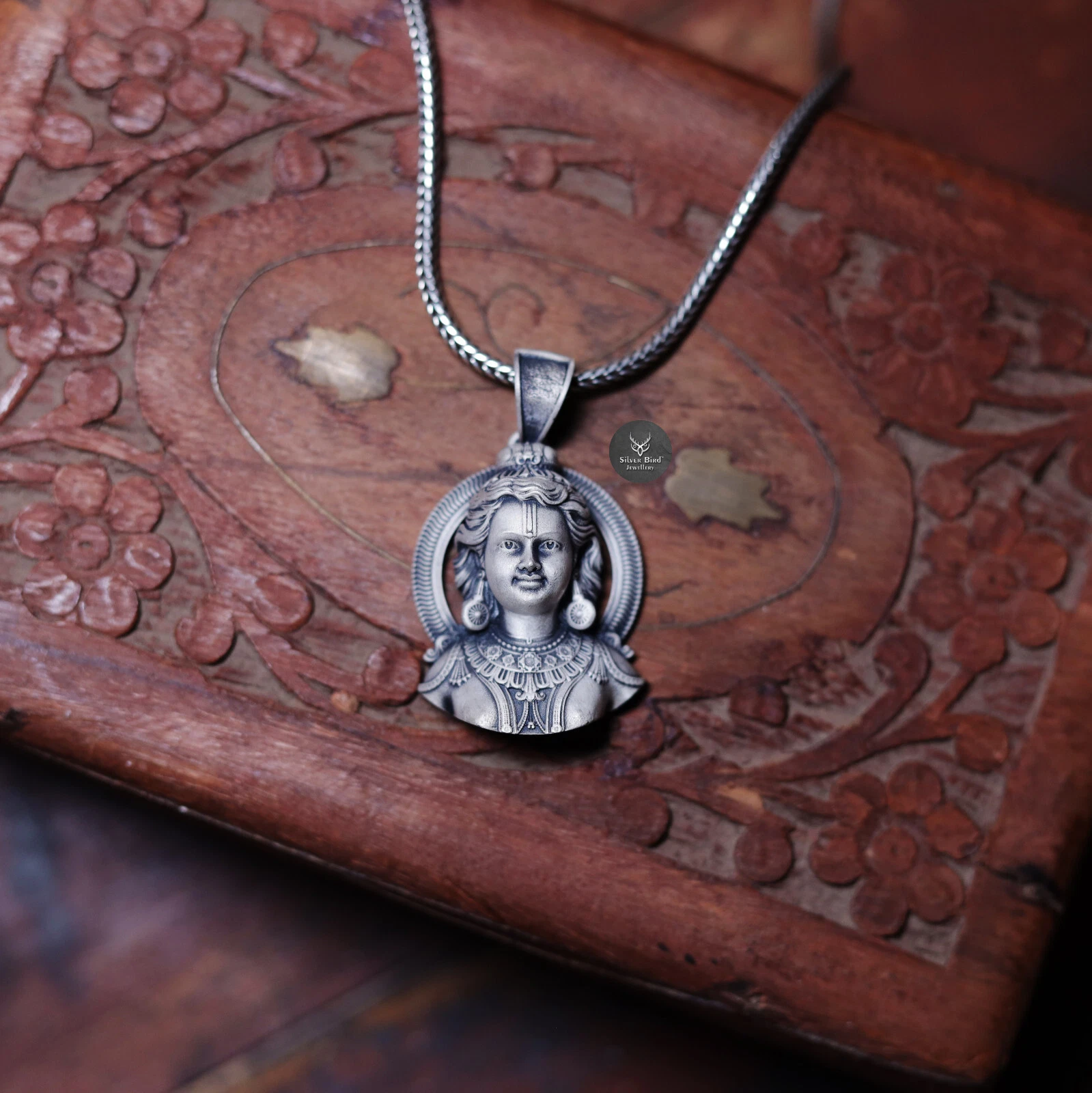 Pendentif hindouisme vishnu visage Shree Rama Seigneur suprême argent sterling 925 cadeau